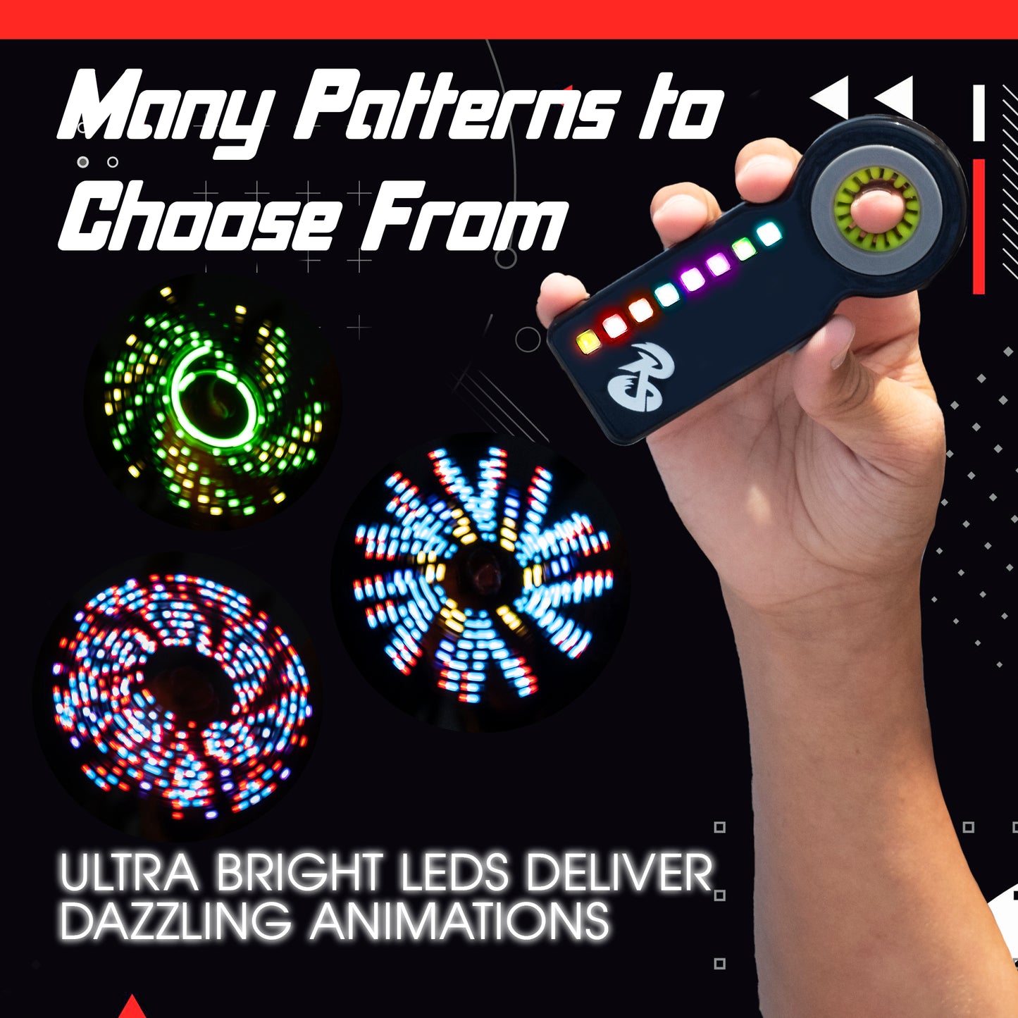 Showing off patterns that the fidget spinner displays while spinning.