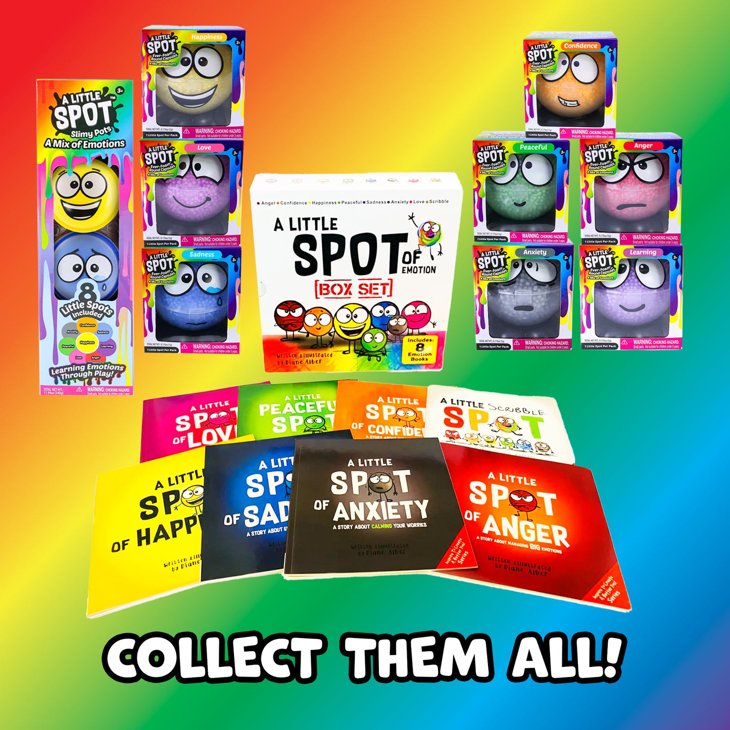 A Little SPOT Slimy Pots – 8 Pack Stackable Sensory Slime Set for Emotional Learning