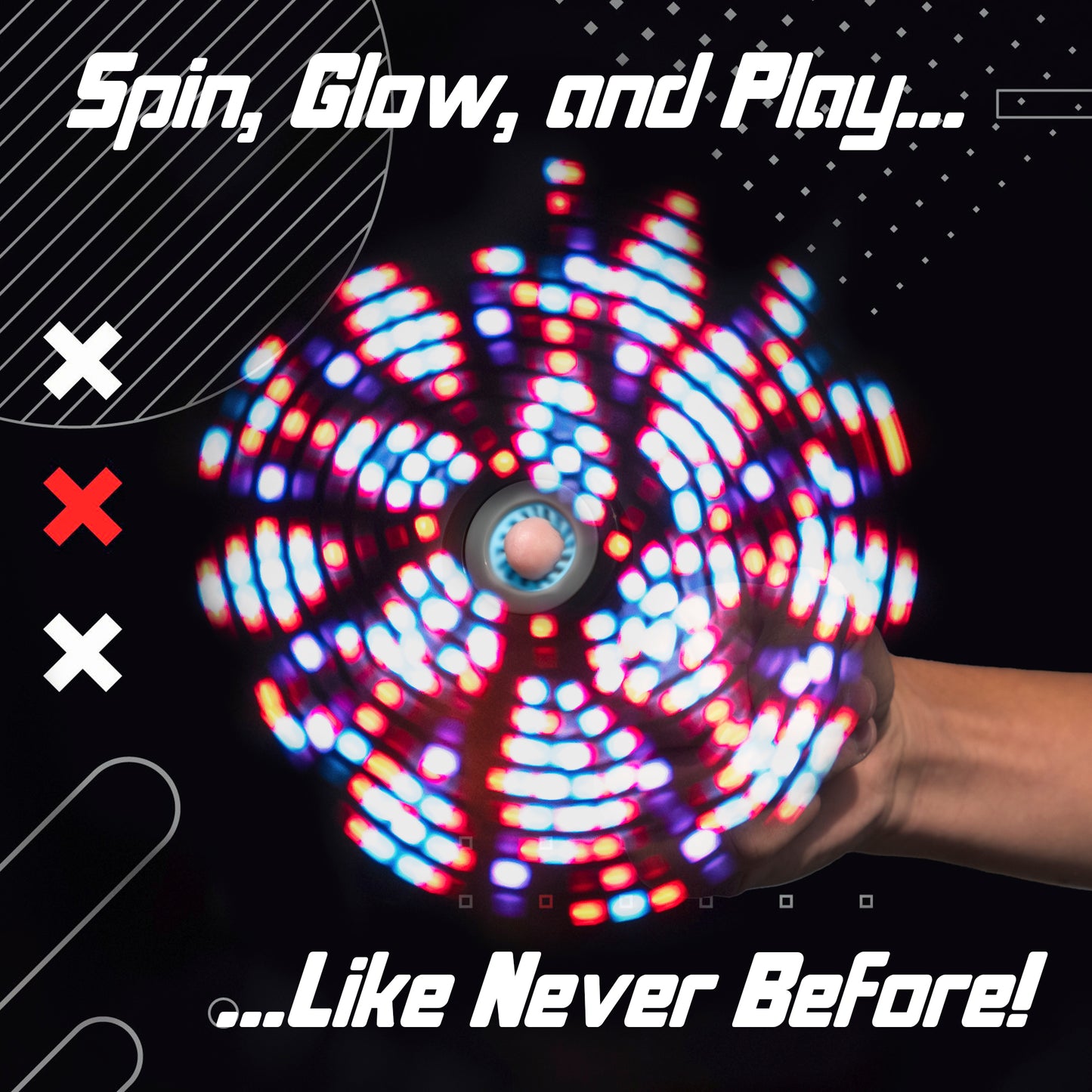 Showing off the fidget toy spinning fast.