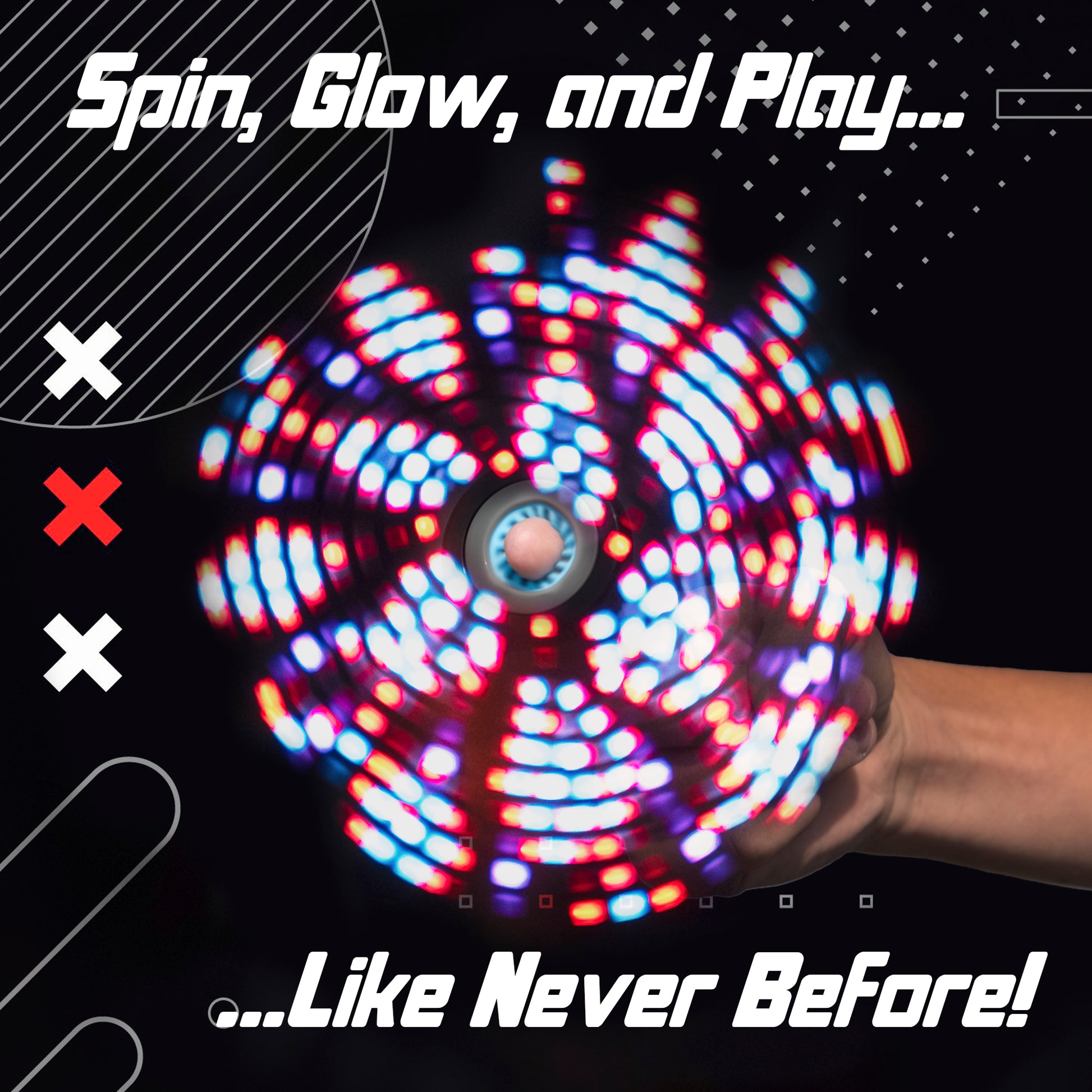 Showing off the fidget toy spinning fast.
