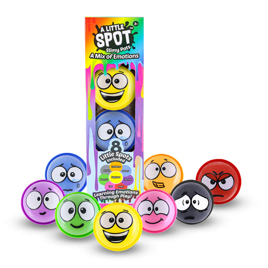 A Little SPOT Slimy Pots – 8 Pack Stackable Sensory Slime Set for Emotional Learning