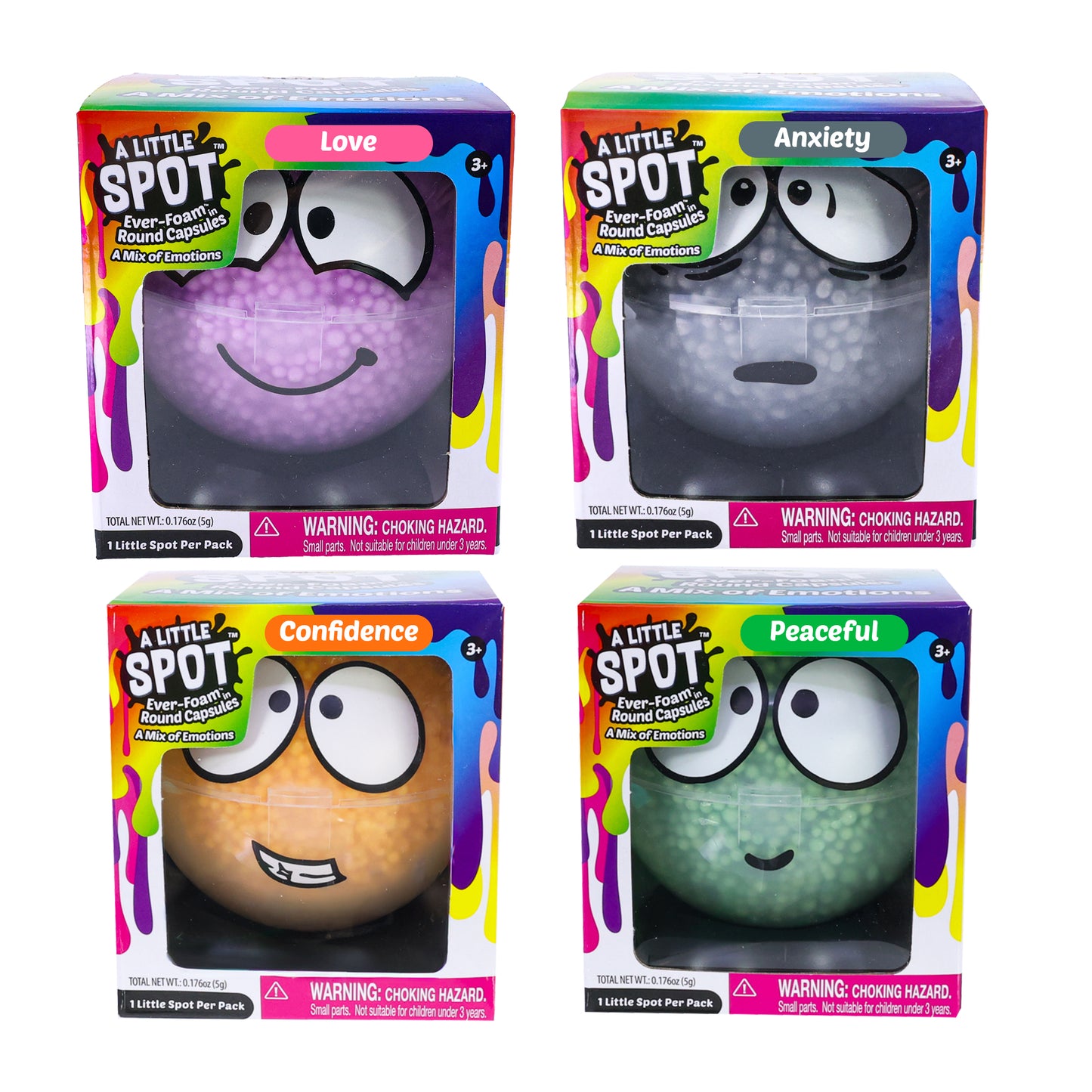 A Little SPOT Ever-Foam Slime Capsules – 4 Pack Sensory Foam Balls for Emotional Learning